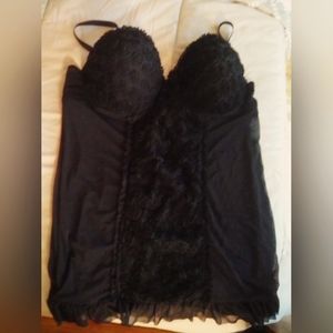 Black torrid babydoll sheer sides delicate Flowers where it counts
